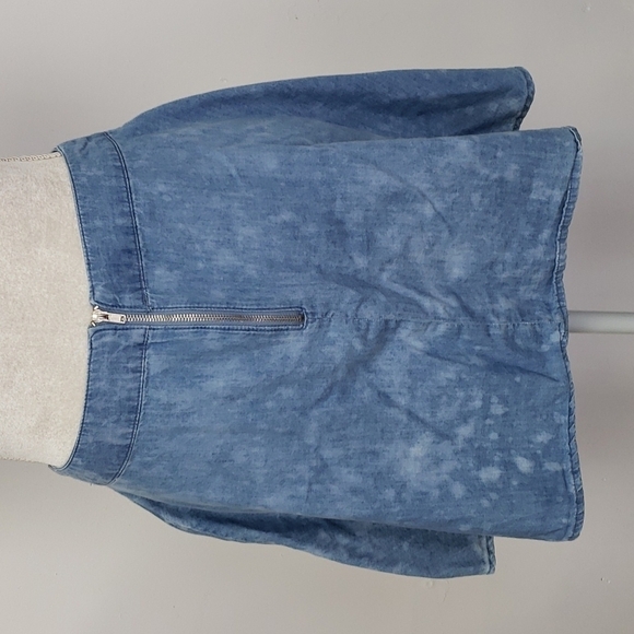 Forever 21 Repurposed Bleached Denim Chambray Skater Mini Skirt M EUC - Picture 2 of 11
